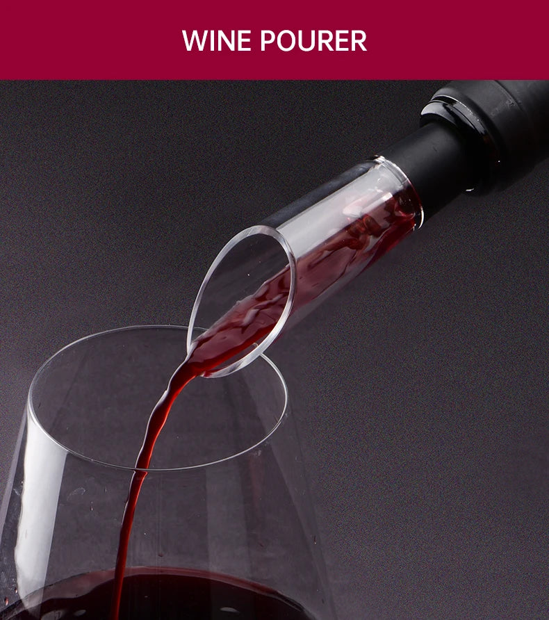 Abridor de Vinho Elétrico Divino - 4 em 1 - Design Elegante e Super Prático!